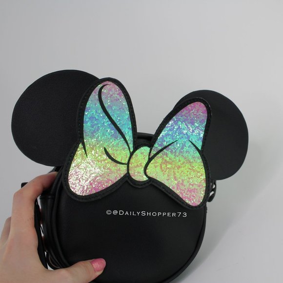 Sparkly Rainbow Minnie Mouse Crossbody Purse Last1 - Picture 4 of 5